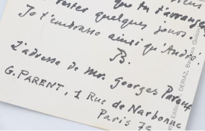 BALTHUS : Carte postale manuscrite signée et adressée à Henriette Gomès - Signiert, Erste Ausgabe - Edition-Originale.com