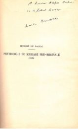 BALZAC : Physiologie du mariage - Autographe, Edition Originale - Edition-Originale.com