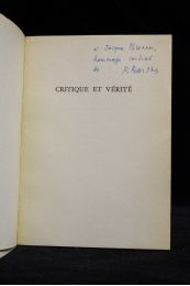 BARTHES : Critique et vérité - Signiert, Erste Ausgabe - Edition-Originale.com