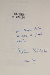 BARTHES : Sollers écrivain - Autographe, Edition Originale - Edition-Originale.com
