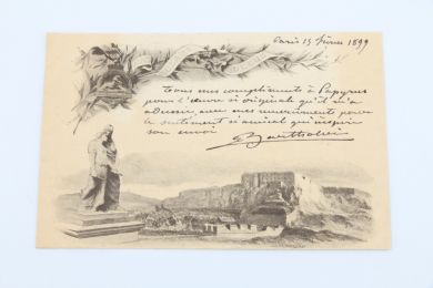 BARTHOLDI : Carte postale autographe signée adressée à Emile Straus - Autographe, Edition Originale - Edition-Originale.com