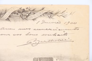 BARTHOLDI : Carte postale autographe signée adressée à Emile Straus - Autographe, Edition Originale - Edition-Originale.com