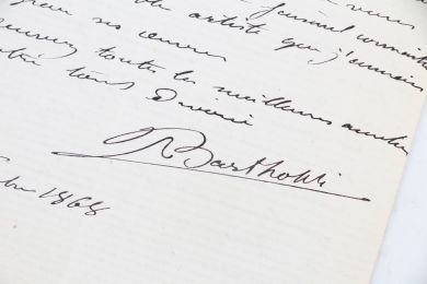 BARTHOLDI : Lettre autographe signée : Bartholdi fait mine de se marier et rencontre le peintre Hector Giacomelli - Libro autografato, Prima edizione - Edition-Originale.com