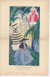 Beaulieu dans les fleurs. Manteau et robes d'après-midi (pl.9, La Gazette du Bon ton, 1920 n°2) - First edition - Edition-Originale.com