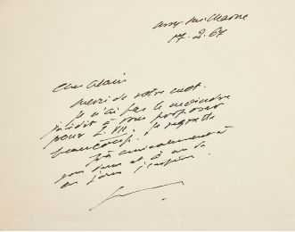 BECKETT : Lettre autographe signée adressée à Alain Bosquet - Signiert, Erste Ausgabe - Edition-Originale.com