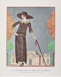 BEER : La Promeneuse mélancolique. Robe d'après-midi de Beer (pl.63, La Gazette du Bon ton, 1922 n°8) - Edition Originale - Edition-Originale.com