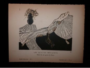 Les Quatre bouquets. Robe du soir garnie de fleurs. (La Gazette du Bon ton, n°7 - Année 1920. Planche 50 ) - Erste Ausgabe - Edition-Originale.com