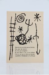 BENOIT : Carte manuscrite inédite, signée et illustrée d'une reproduction d'un dessin de Joan Miro adressée à son ami le libraire montpelliérain Pierre Clerc lui présentant ses voeux pour l'année 1984 :  