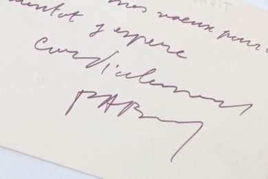 BENOIT : Carte manuscrite inédite, signée et illustrée d'une reproduction d'un dessin de PAB adressée à son ami le libraire montpelliérain Pierre Clerc lui présentant ses voeux pour l'année 1988 - Autographe, Edition Originale - Edition-Originale.com
