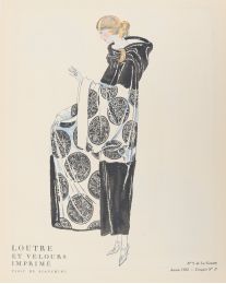 BIANCHINI-FERIER : Loutre et velours imprimé, tissu de Bianchini (Croquis N°II, La Gazette du Bon ton, 1922 n°9) - Prima edizione - Edition-Originale.com