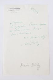 BILLY : Lettre autographe signée de André Billy - Autographe, Edition Originale - Edition-Originale.com