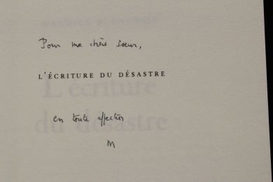 BLANCHOT : L'écriture du désastre - Autographe, Edition Originale - Edition-Originale.com