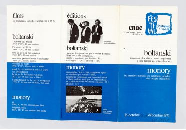 BOLTANSKI : Programme du festival d'automne 1974 du Centre national d'art contemporain consacré à Christian Boltanski et Jacques Monory - First edition - Edition-Originale.com