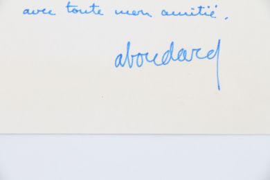 BOUDARD : Bristol manuscrit adressé à son grand ami le journaliste bruxellois, également grand ami et biographe de Georges Brassens, André Tillieu : 