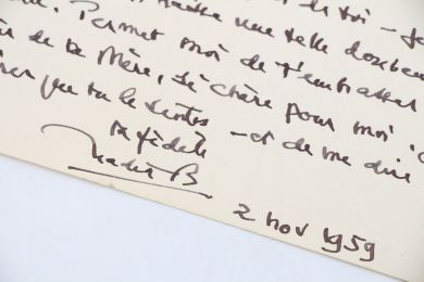 BOULANGER : Emouvante lettre autographe datée et signée à une proche amie qui vient de perdre sa mère : 