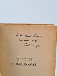 BOURGET : Quelques témoignages - Autographe, Edition Originale - Edition-Originale.com