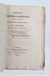BOURLIER : Messieurs Fabvier et Sainneville convaincus d'être ce qu'ils sont - First edition - Edition-Originale.com