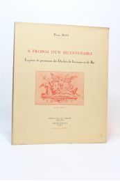 BOYE : A propos d'un bicentenaire : La prise de possession des duchés de Lorraine et de Bar - Erste Ausgabe - Edition-Originale.com