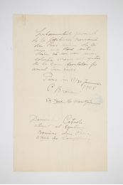 BRANCUSI : Déclaration autographe signée auprès de Mr. Costadi attaché à la légation roumaine à Paris - Signiert, Erste Ausgabe - Edition-Originale.com