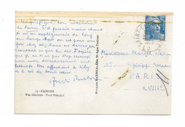 BRETON : Carte postale autographe signée inédite adressée à Marcel Jean  - Signiert, Erste Ausgabe - Edition-Originale.com