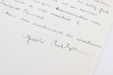 BRETON : Lettre autographe datée et signée à propos d'un règlement qu'il vient de recevoir pour une de ses contributions chez Jean-Jacques Pauvert - Libro autografato, Prima edizione - Edition-Originale.com