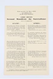 BRETON : Prière d'insérer du Second Manifeste du Surréalisme d'André Breton - Erste Ausgabe - Edition-Originale.com