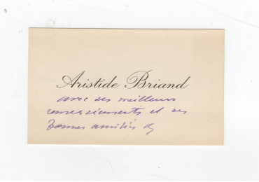 BRIAND : Carte de visite manuscrite - Libro autografato, Prima edizione - Edition-Originale.com