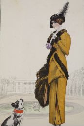 Costumes parisiens. Tailleur du matin en velours de laine orné de Skungs (pl.43, Journal des Dames et des Modes, 1912 n°21) - Edition Originale - Edition-Originale.com