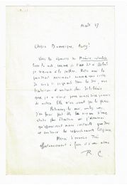 CAILLOIS : Lettre autographe signée adressée à Dominique Aury - Signiert, Erste Ausgabe - Edition-Originale.com