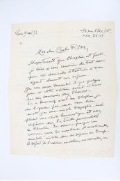 CAMI : Importante lettre autographe signée adressée à Carlo Rim le remerciant de lui avoir permis de renouer en amitié avec Charlie Chaplin lors de son passage en France : 