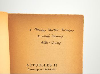 CAMUS : Actuelles II - Chroniques 1948-1953 - Autographe, Edition Originale - Edition-Originale.com