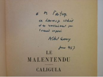 CAMUS : Le malentendu suivi de Caligula - Signiert, Erste Ausgabe - Edition-Originale.com