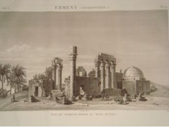 DESCRIPTION DE L'EGYPTE.  Erment (Hermonthis). Vue du temple prise au sud-ouest. (ANTIQUITES, volume I, planche 91) - Edition Originale - Edition-Originale.com