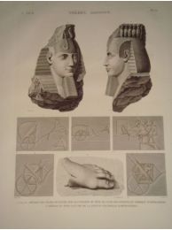 DESCRIPTION DE L'EGYPTE.  Thèbes. Memnomium. Détails de chars sculptés sur le premier pylône et tête de l'une des statues du tombeau d'Osymandyas, Débris du pied gauche de la statue colossale d'Osymandyas. (ANTIQUITES, volume II, planche 32) - Erste Ausgabe - Edition-Originale.com