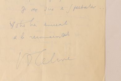 CELINE : Lettre autographe inédite signée à Paul Marteau : 