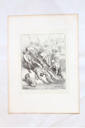 Cervantès, Don Quichotte, Les meuniers les tirèrent l'un l'autre, par les pieds, par la tête. Gravure originale sur bois debout. Tome 2, ch.29 - Edition Originale - Edition-Originale.com