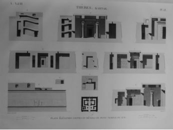 DESCRIPTION DE L'EGYPTE.  Thèbes. Karnak. Plans, élévation, coupes et détails du petit Temple du sud. (ANTIQUITES, volume III, planche 58) - First edition - Edition-Originale.com