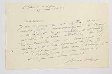 CHAR : Lettre autographe signée de René Char à René Wintzen - Libro autografato, Prima edizione - Edition-Originale.com