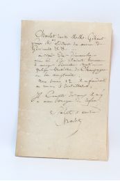 CHARLET : Lettre autographe signée aux graveurs Gihaut : 