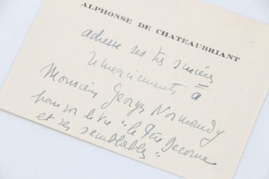 CHATEAUBRIANT : Carte de visite autographe signée adressée à Georges Normandy - Autographe, Edition Originale - Edition-Originale.com