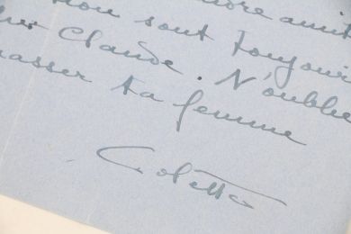 COLETTE : Lettre autographe signée adressée à son ami Claude Farrère jury d'un prix littéraire maritime  : 