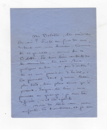 COLETTE : Lettre autographe signée de Colette adressée à son amie Bolette Natanson : 