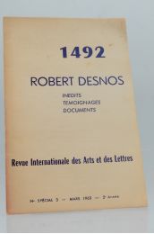 COLLECTIF : 1492 Revue internationale des arts et des lettres N° spécial 3 : Robert Desnos - Prima edizione - Edition-Originale.com
