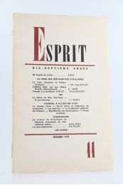 COLLECTIF : Esprit N°11 de la 17ème année - Edition Originale - Edition-Originale.com
