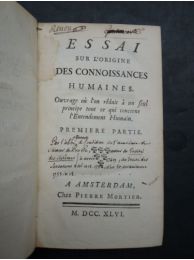CONDILLAC : Essai sur l'origine des connoissances humaines - First edition - Edition-Originale.com