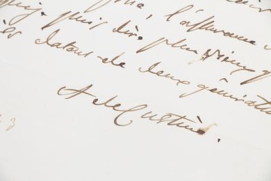 CUSTINE : Lettre autographe datée et signée concernant la réédition de son fameux ouvrage 