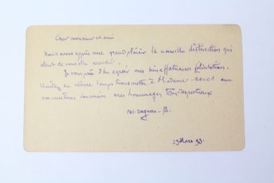 DAGNAN-BOUVERET : Carte autographe signée au peintre Lucien Hector Monod - Signiert, Erste Ausgabe - Edition-Originale.com