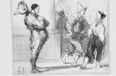 DAUMIER : Lithographie originale en noir et blanc - Au bal masqué - 