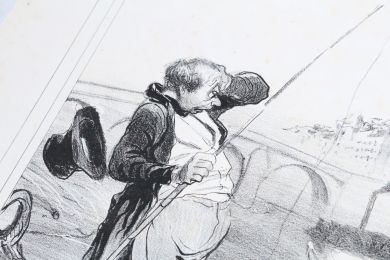 DAUMIER : Lithographie originale en noir et blanc - La pêche - 