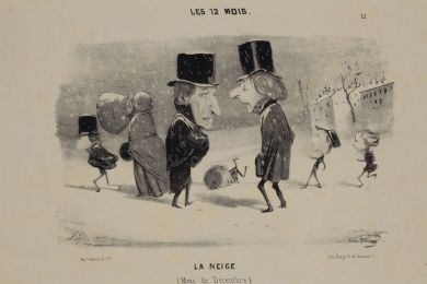 DAUMIER : Lithographie originale en noir et blanc - Les 12 Mois - 